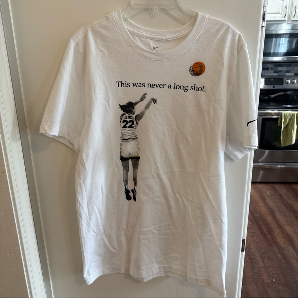 Nike White Basketball Graphic Tee Caitlin Clark Tee New w/Out Tag
